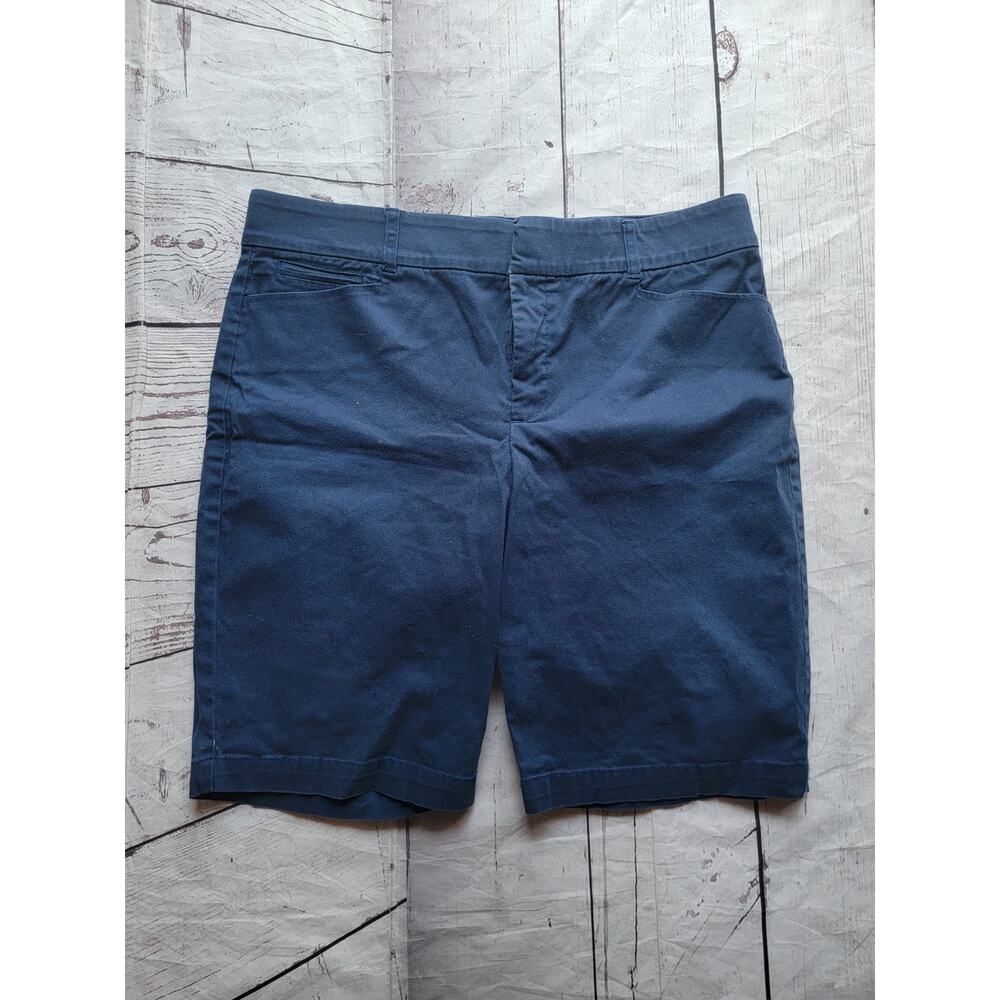 Gloria Vanderbilt Shorts Missy Size 12 Women's Bermuda Pockets Navy
